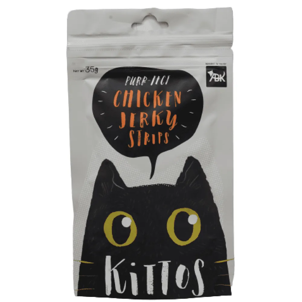 Kittos Purr Fect Chicken Jerky Strips and Fish Chicken Cubes Cat Treats Combo (3 3)